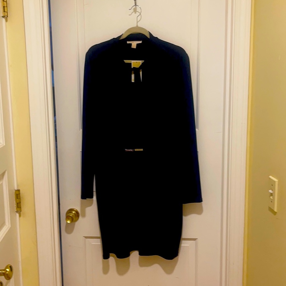 Navy dress perfect for office to evening